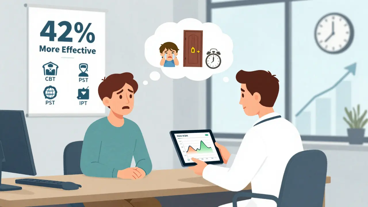 Český terapeut sleduje v reálném čase náladu klienta pomocí digitálních nástrojů PHQ-9 a BAI.