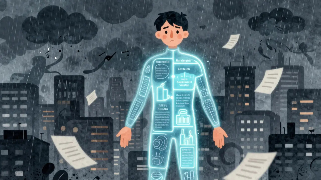 Člověk v bouřce má uvnitř těla zářivý plán duševní pohody, který ho chrání.