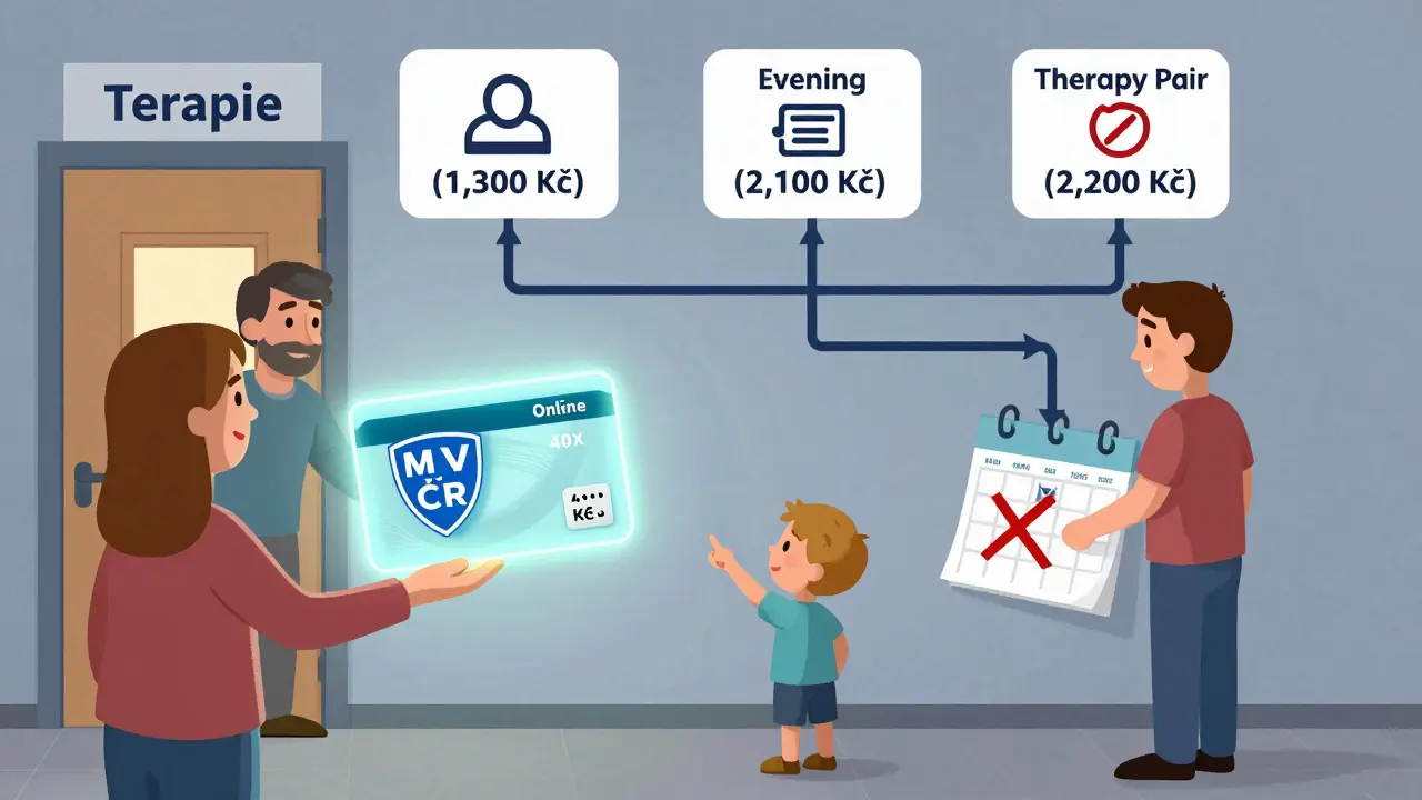 Rodina přijímá příspěvek ze zdravotní pojišťovny před vstupem do různých typů terapeutických sezení.