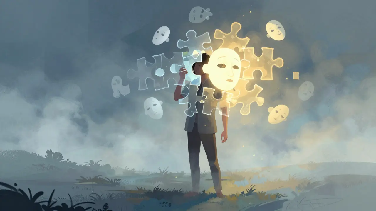 Abstraktní ilustrace vnitřní práce a emocionální změny