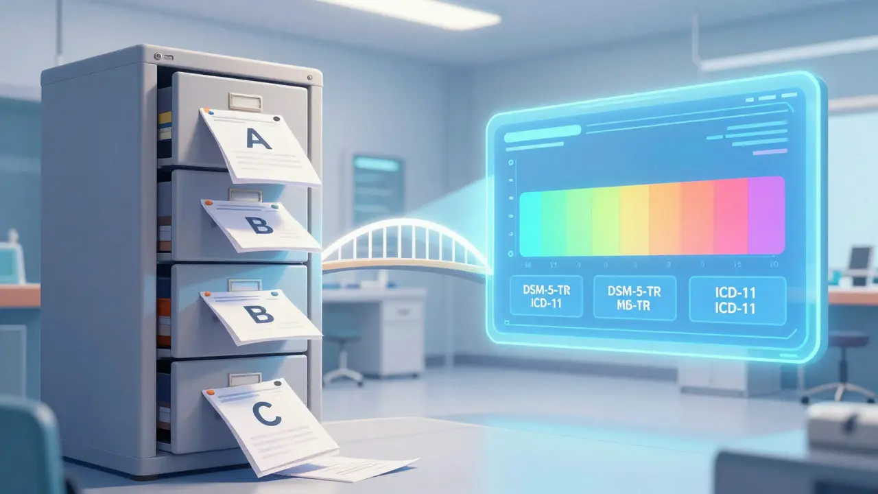 Přechod od tradičního třídění do šuplíků k modernímu spektrálnímu modelu diagnostiky.