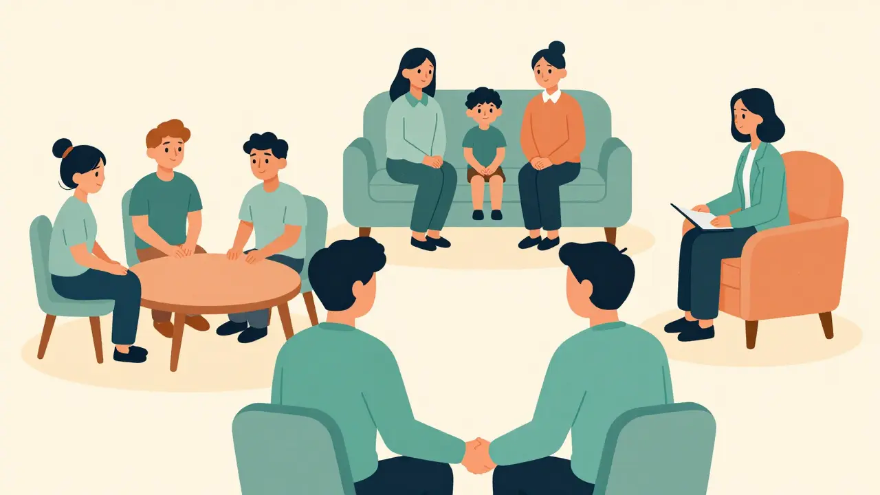 Různé formy psychoterapie: párová, skupinová a rodinná