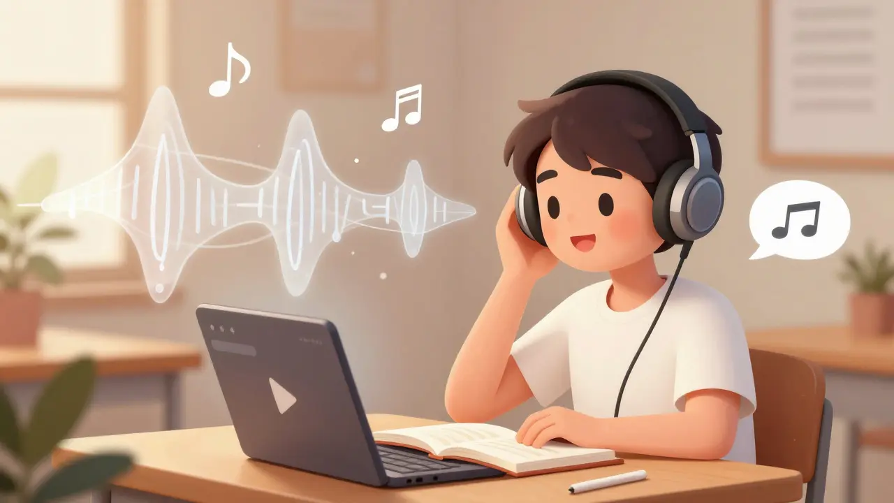 Student používající čtečku textu nahlas pro lepší soustředění