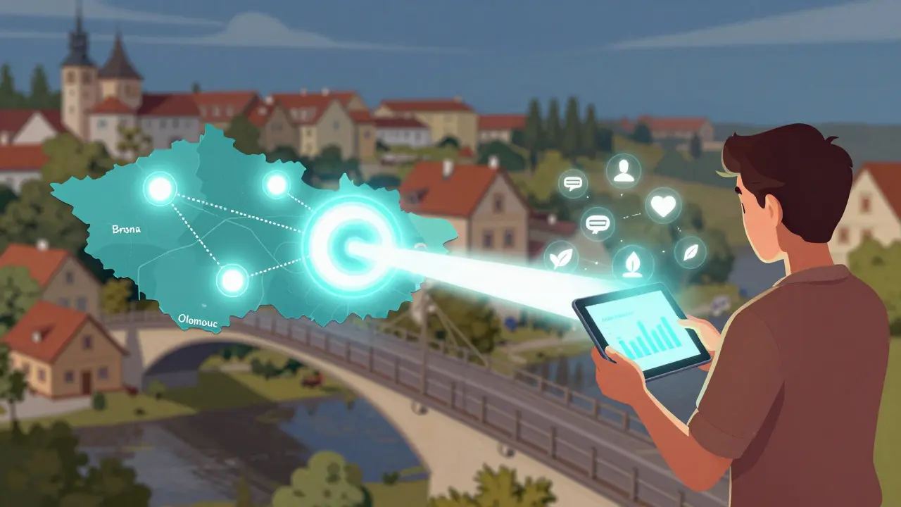 Digitální síť spojující města a venkovské rodiny v ČR