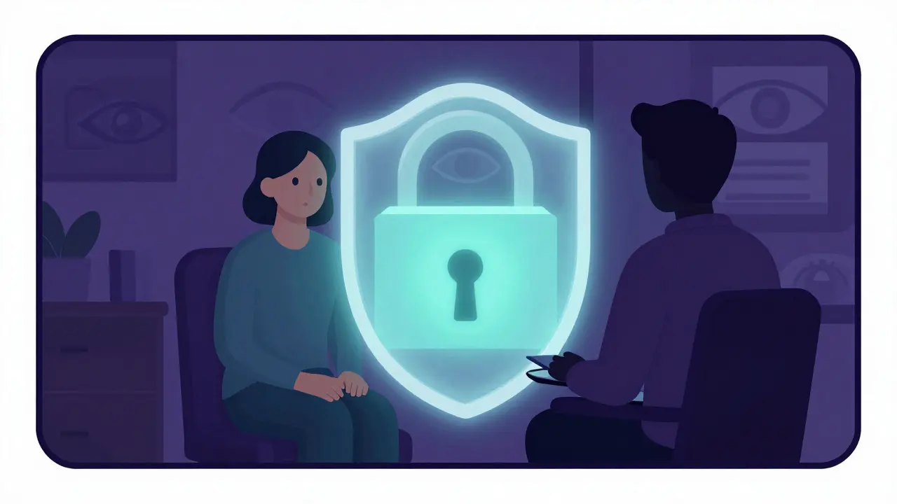 Ilustrace soukromí a anonymity během psychoterapeutického sezení