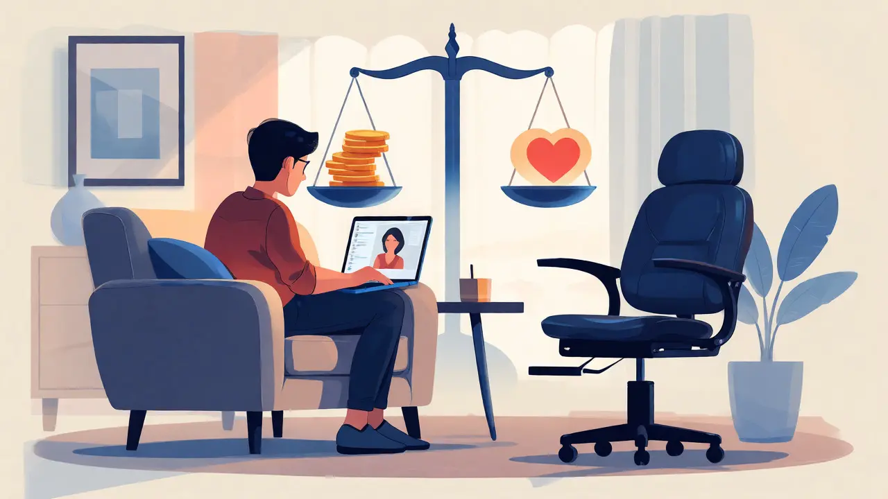 Ilustrace online terapie jako alternativy k osobnímu kontaktu