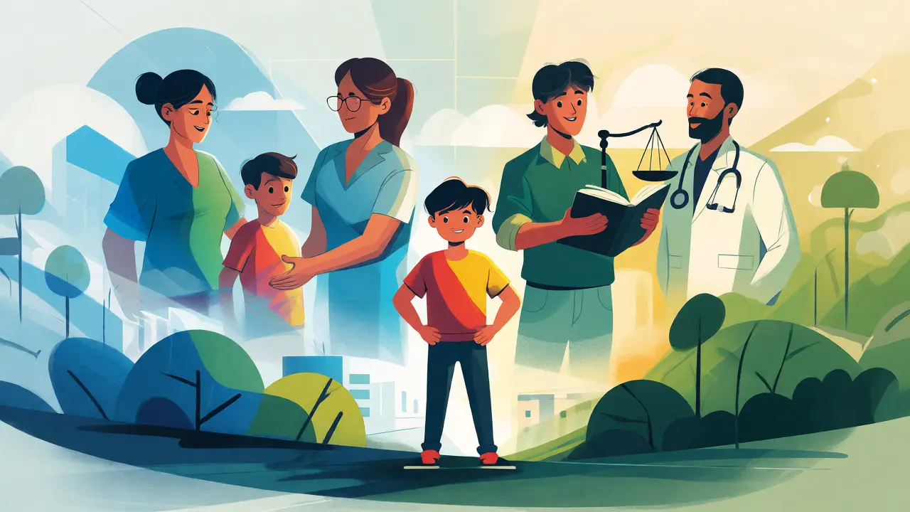 Konceptuální ilustrace týmové léčby tiků a ADHD